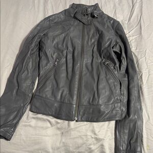 Stylish Gray Leather Jacket